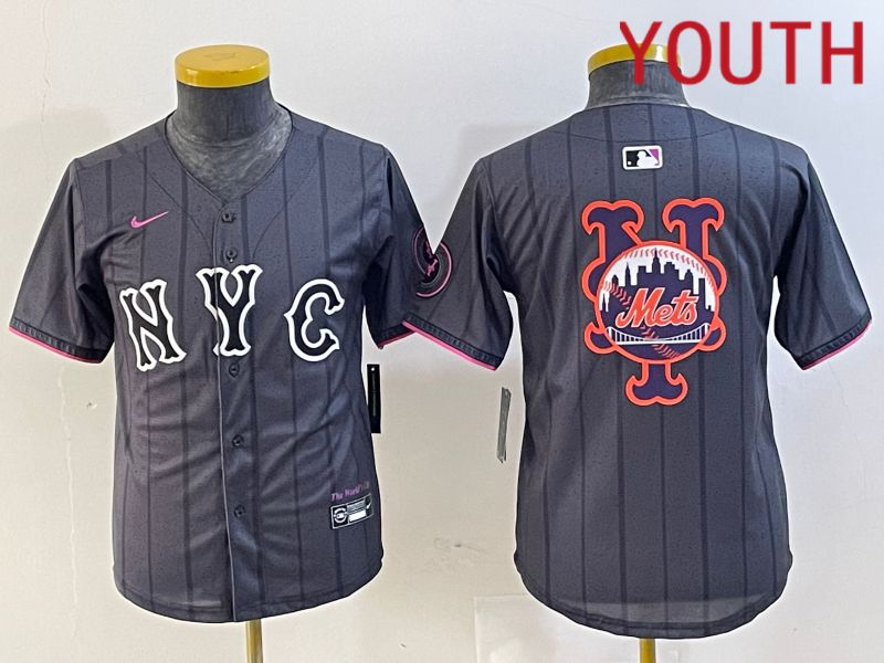 Youth New York Mets Blank Black City Edition 2024 Nike MLB Jersey style 5